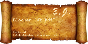 Blocher Jákó névjegykártya